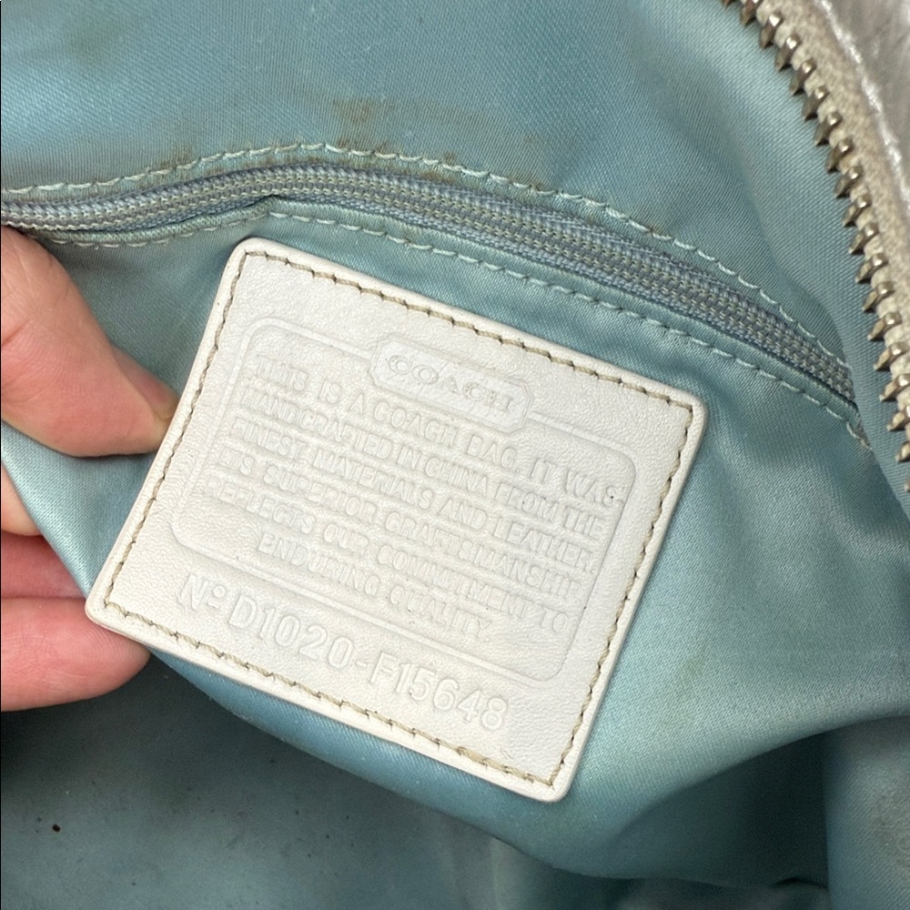 Coach Metallic Silver and Cream Shoulder Hobo Bag - Picture 14 of 16